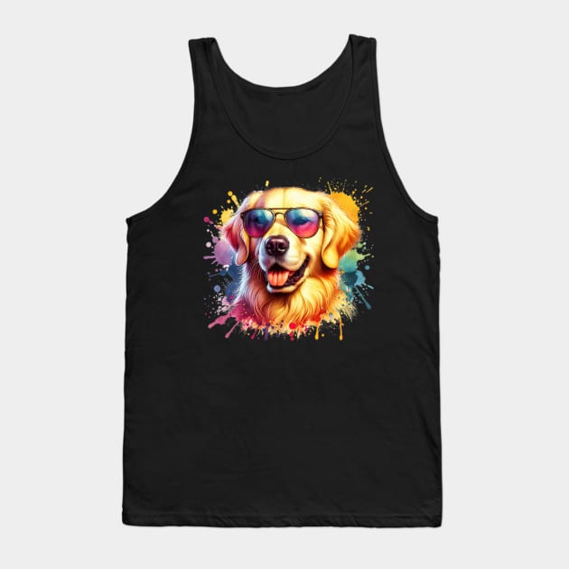 Watercolor Golden Retriever Tank Top by The Jumping Cart